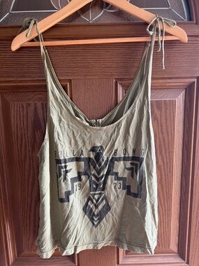 Vintage Billabong Olive Green Tie-Strap Graphic Tank Top